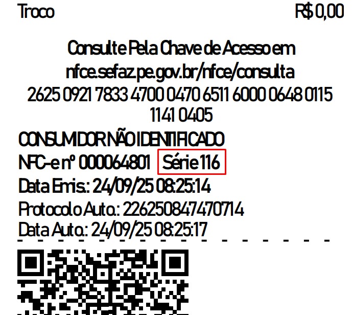 Onde encontrar a série da NFC-e no cupom